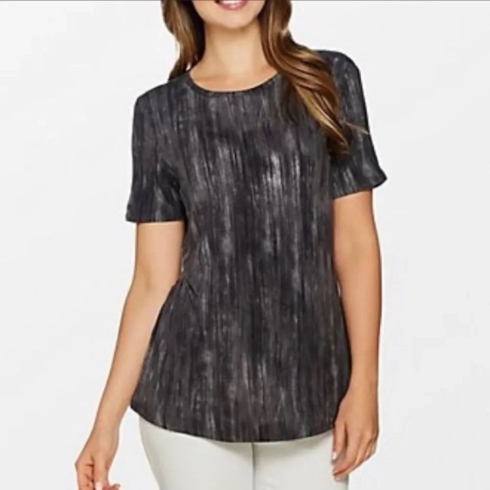 Lisa Rinna Collection Printed Knit Top with Back Detail Size Large